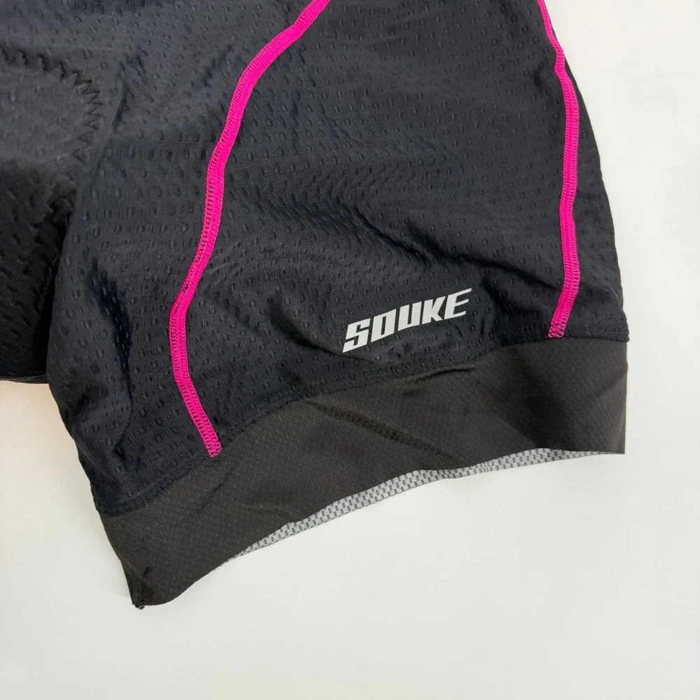 Souke Sports PS6013 Womens‎ Cycling Shorts Black Rose Pink 4D Padded 4XL NEW